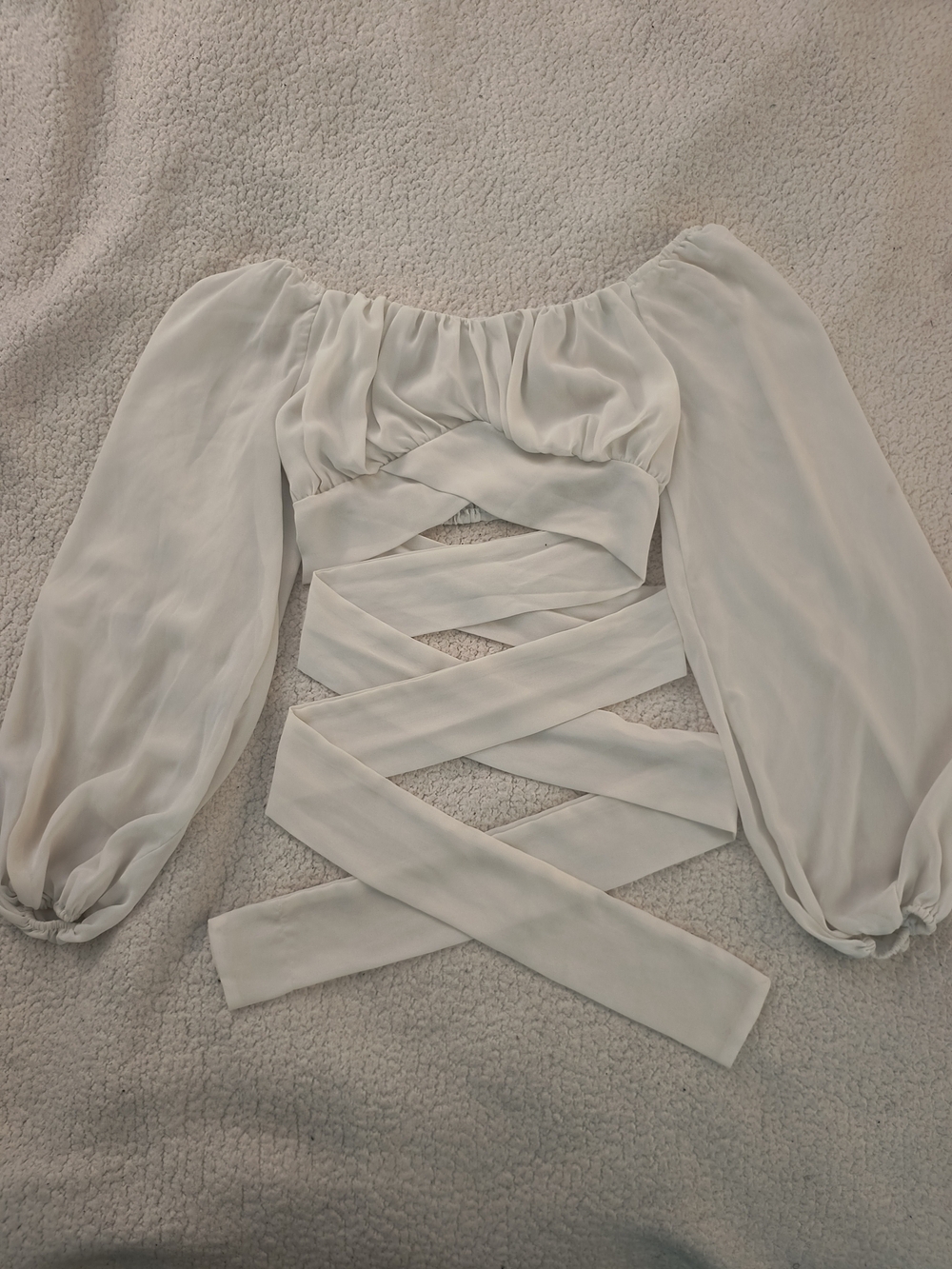 Women’s Ivory Off-Shoulder Wrap Crop Top